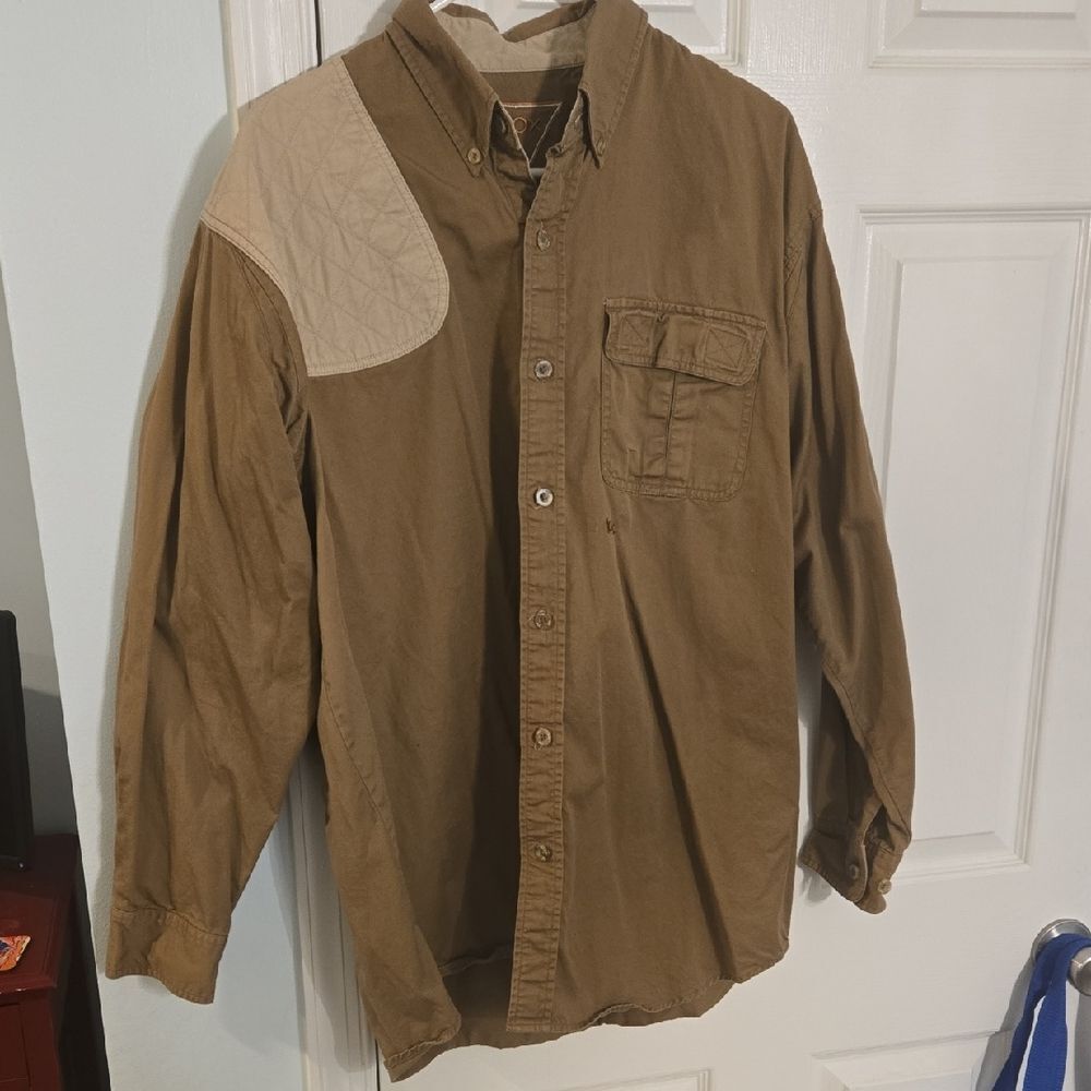 Men's Casual Brown Shirt with Beige Accent